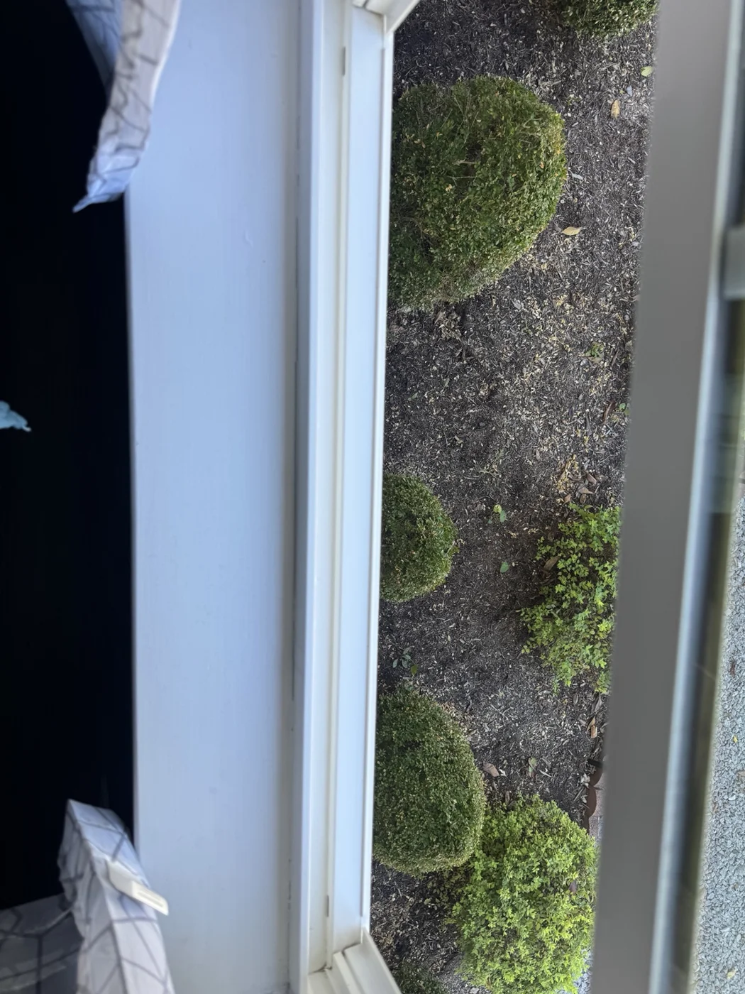 Close-up of a white window track